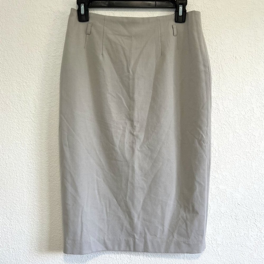 Knee Length Pencil Skirt - Grey - w/ Zipper, Belt Loops, & Built-in Underskirt